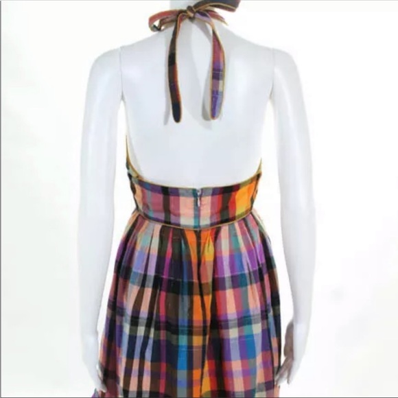 French Connection Rainbow Metallic Plaid Halter Dress Sz 2. XS $148 - Picture 3 of 4